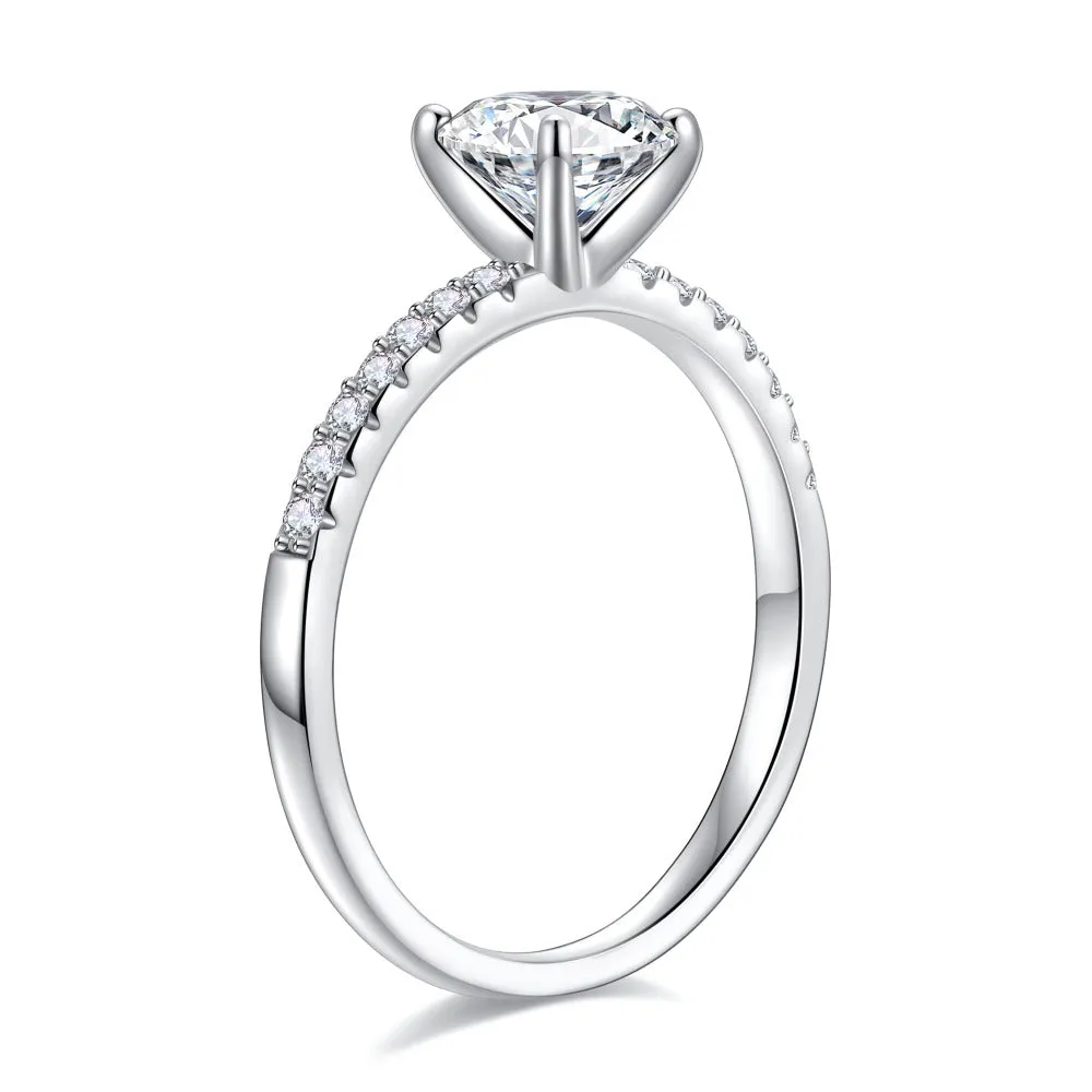 1 CT. Petite Shared Prong Moissanite Diamond Ring [Ships within 24 hrs]