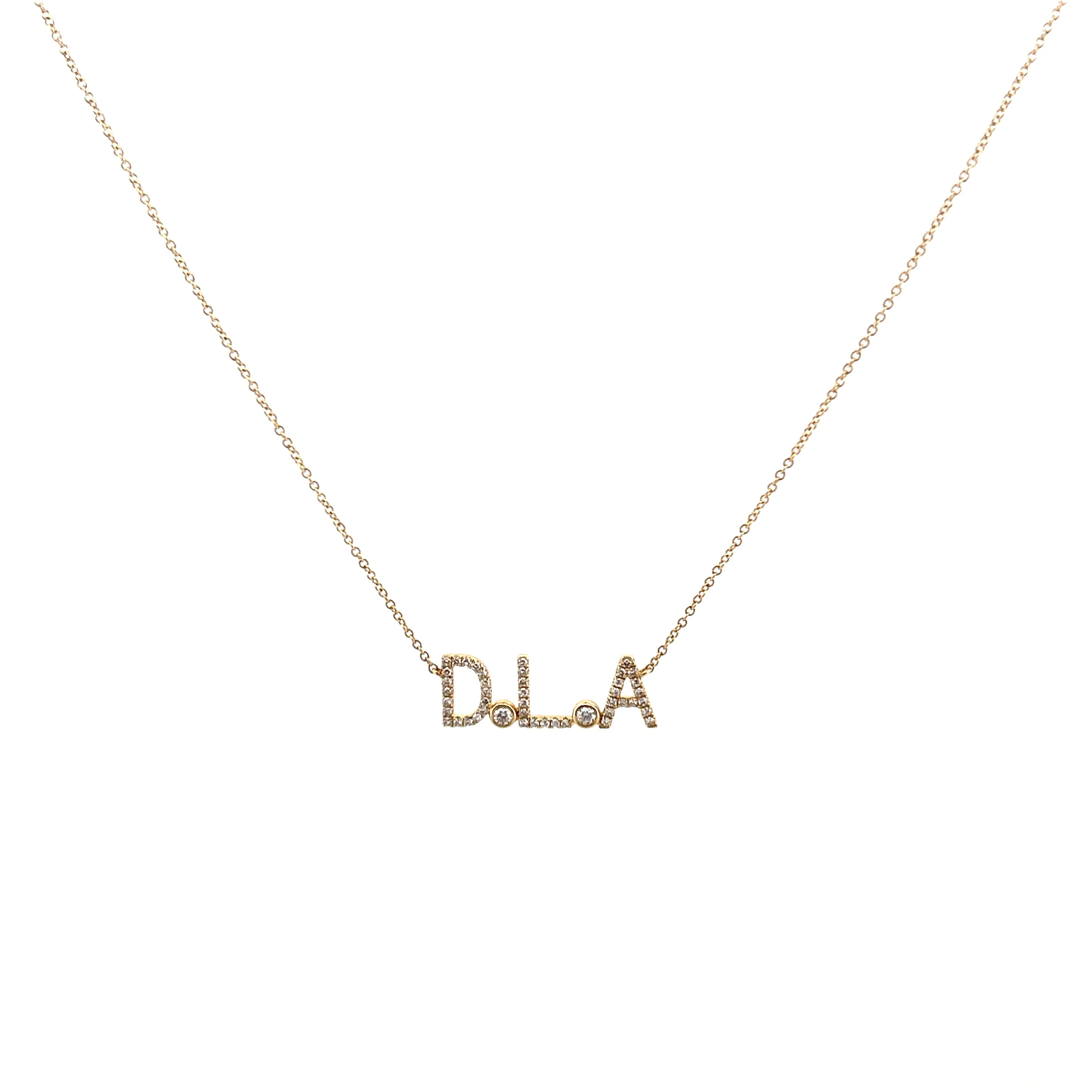 14K Gold Multi Initial Diamond Necklace