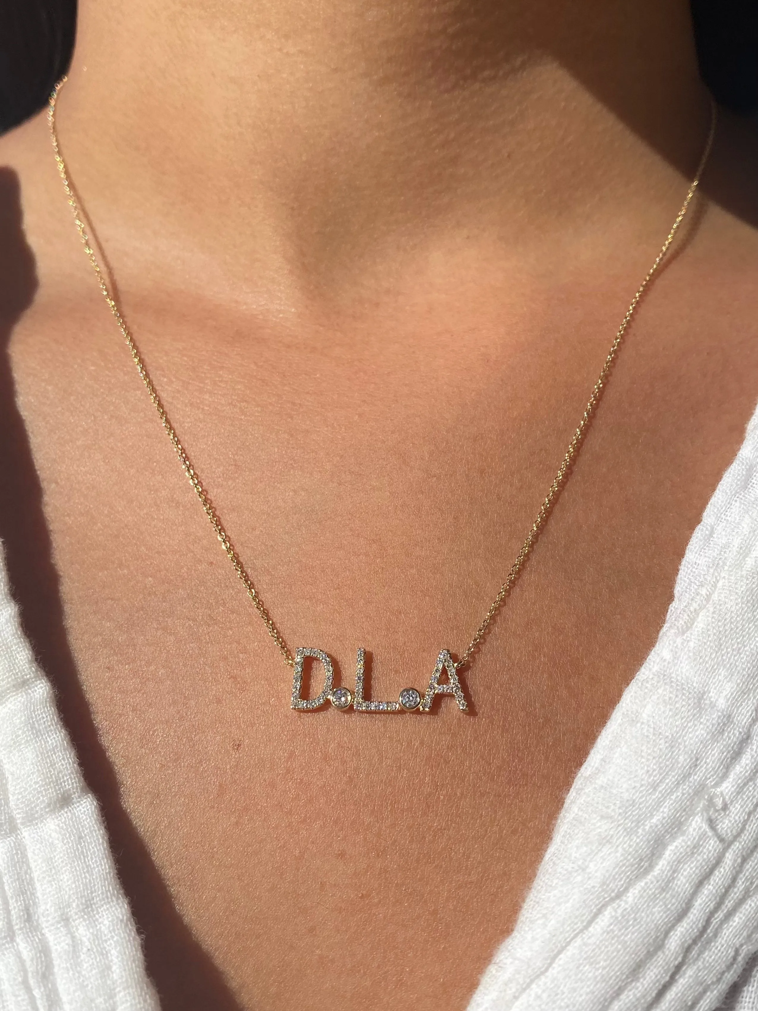 14K Gold Multi Initial Diamond Necklace