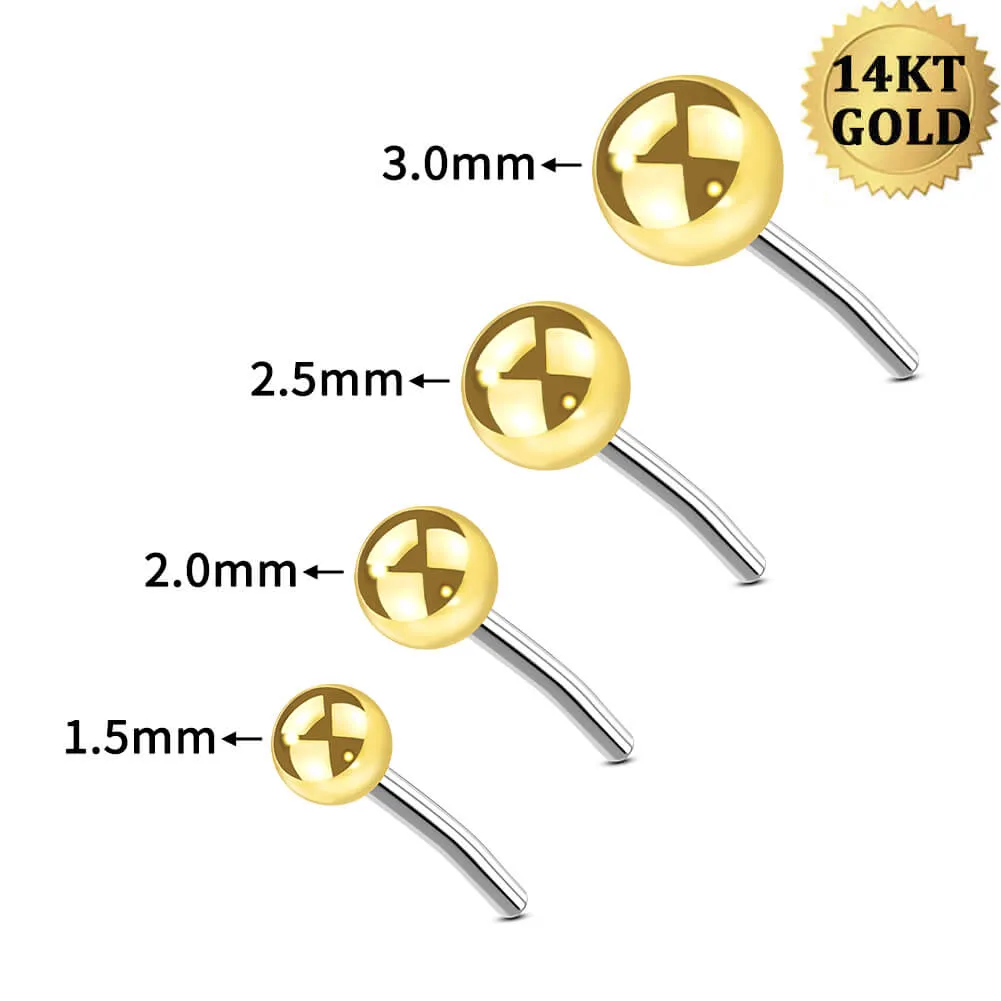 14K Solid Gold Ball Push Pin Cartilage Earring