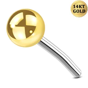 14K Solid Gold Ball Push Pin Cartilage Earring