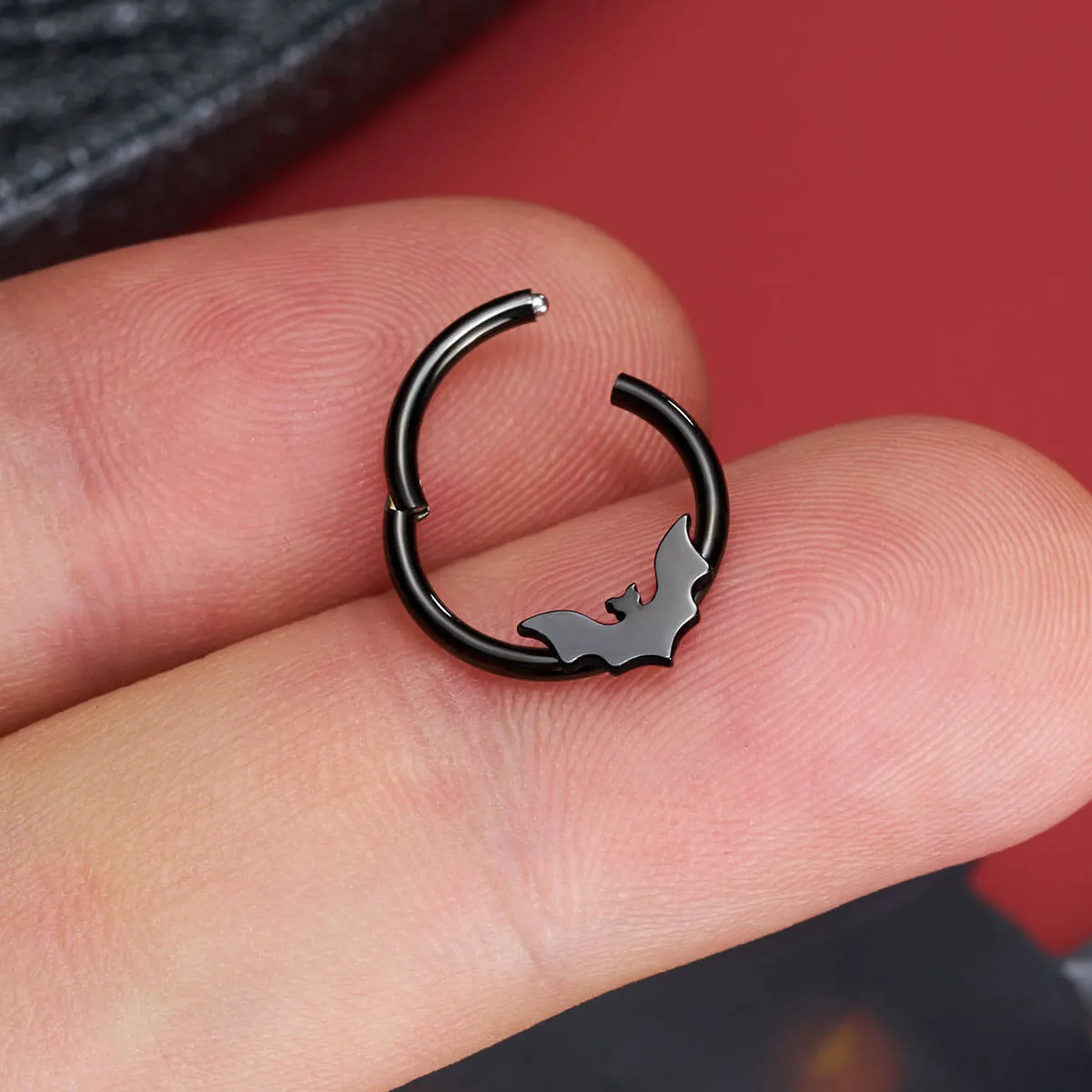 16G Flat Bat Halloween Septum Ring