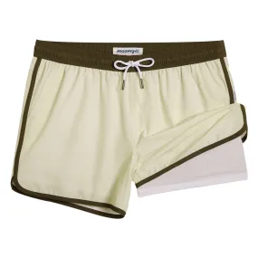 4.5 Inseam 2 in 1 Stretch Short Liner Yellow White Swim Shorts