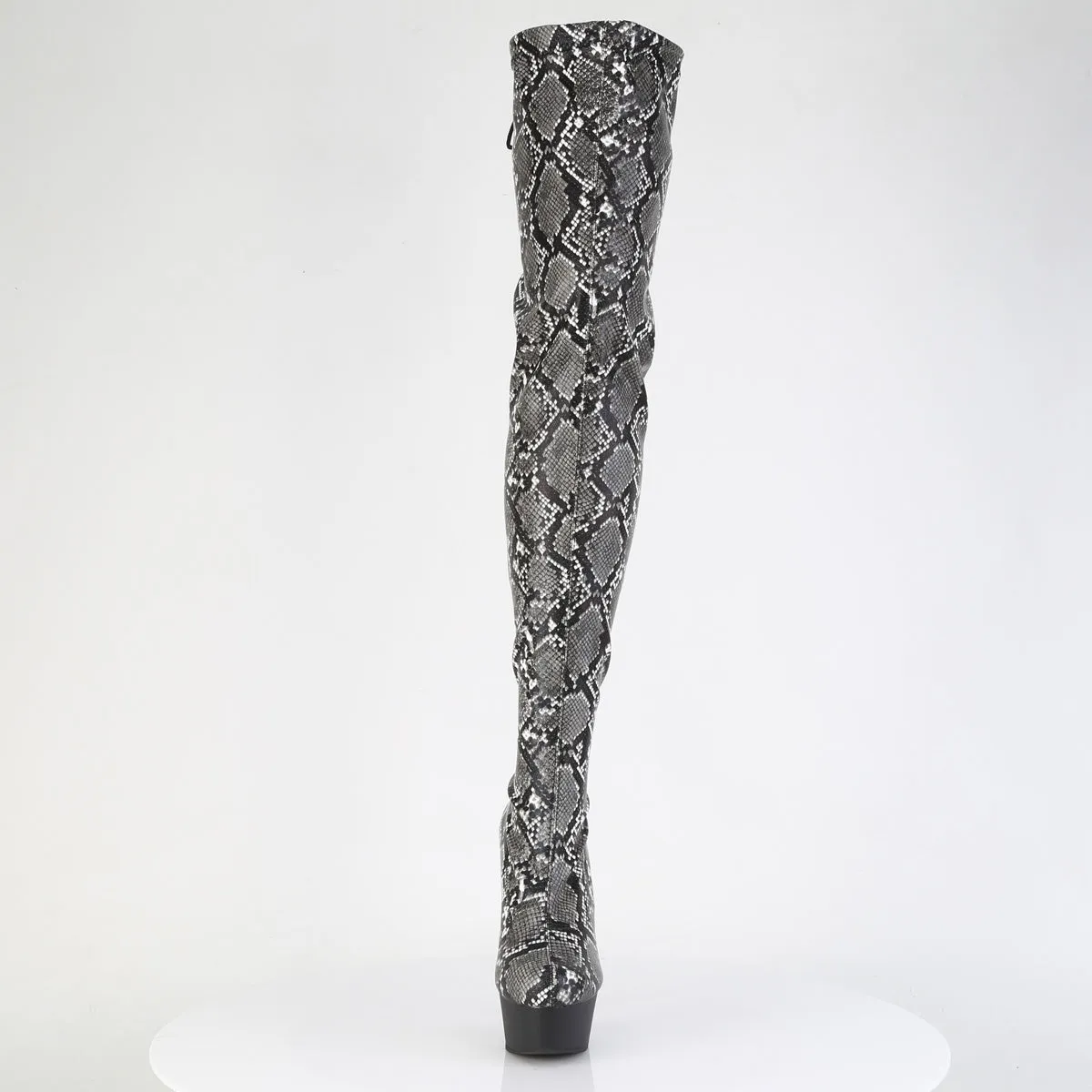 6 Inch Heel DELIGHT-3008SP-BT Grey Black Snake Print