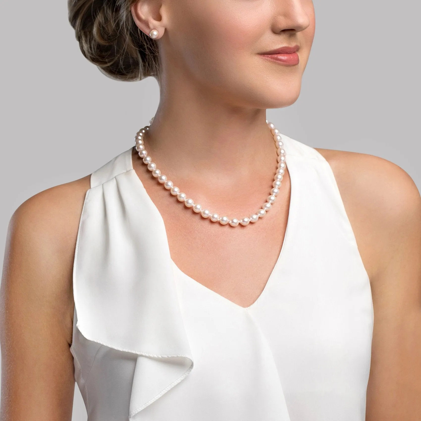 8-9mm White Freshwater Choker Length Pearl Necklace