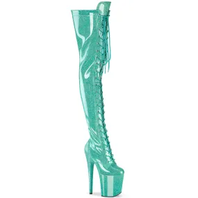 8 Inch Heel FLAMINGO-3020GP Aqua Glitter