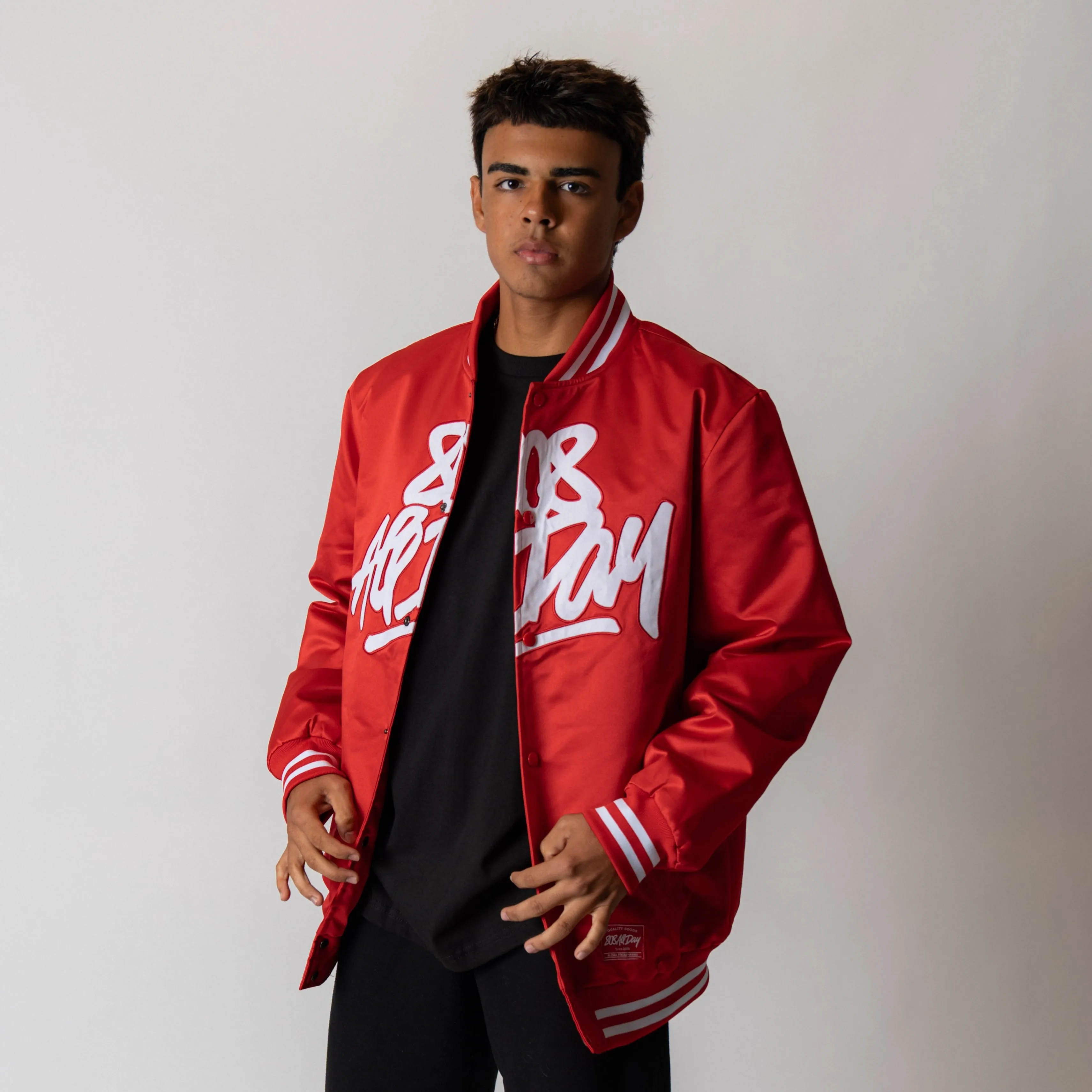 808ALLDAY Red Satin Jacket