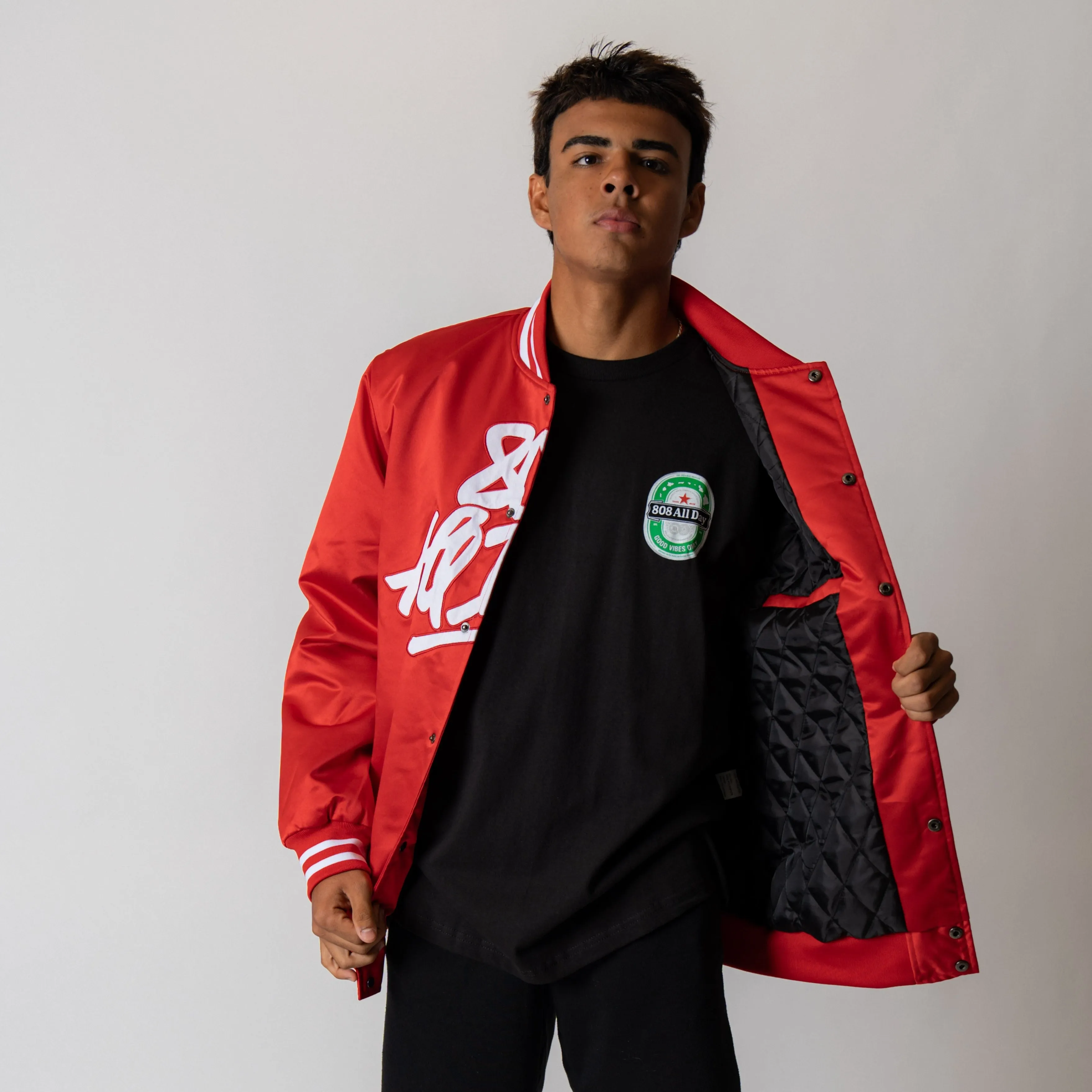 808ALLDAY Red Satin Jacket