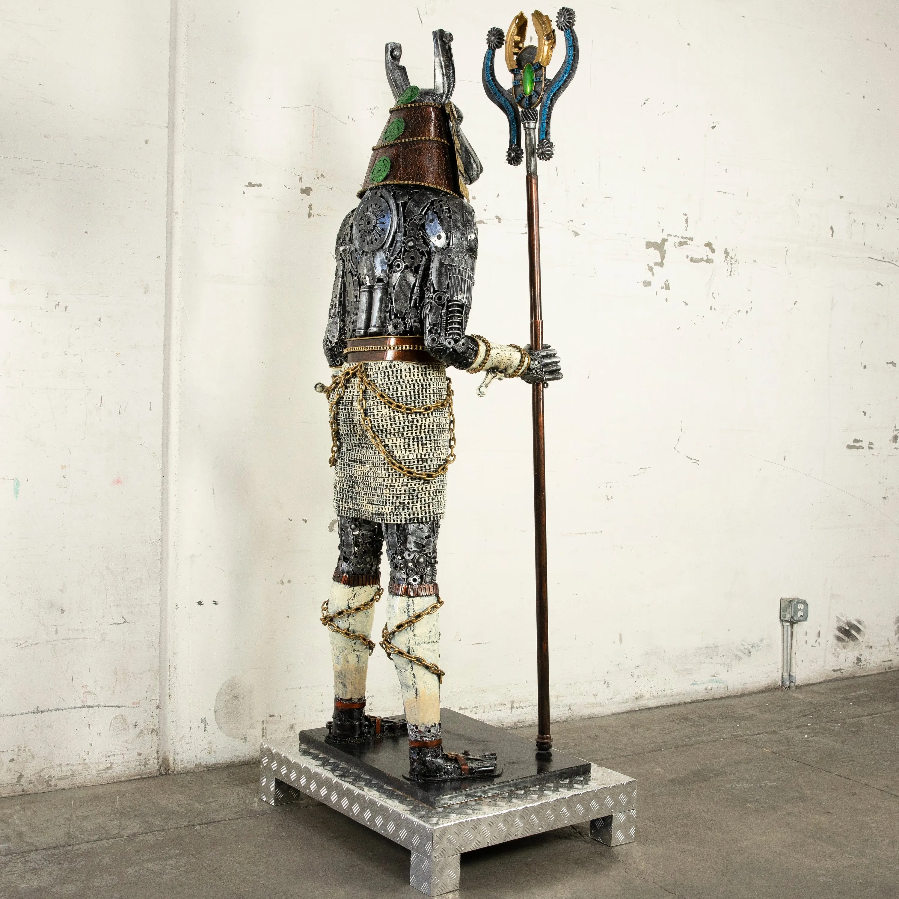 91 Anubis Recycled Metal Sculpture Anubis