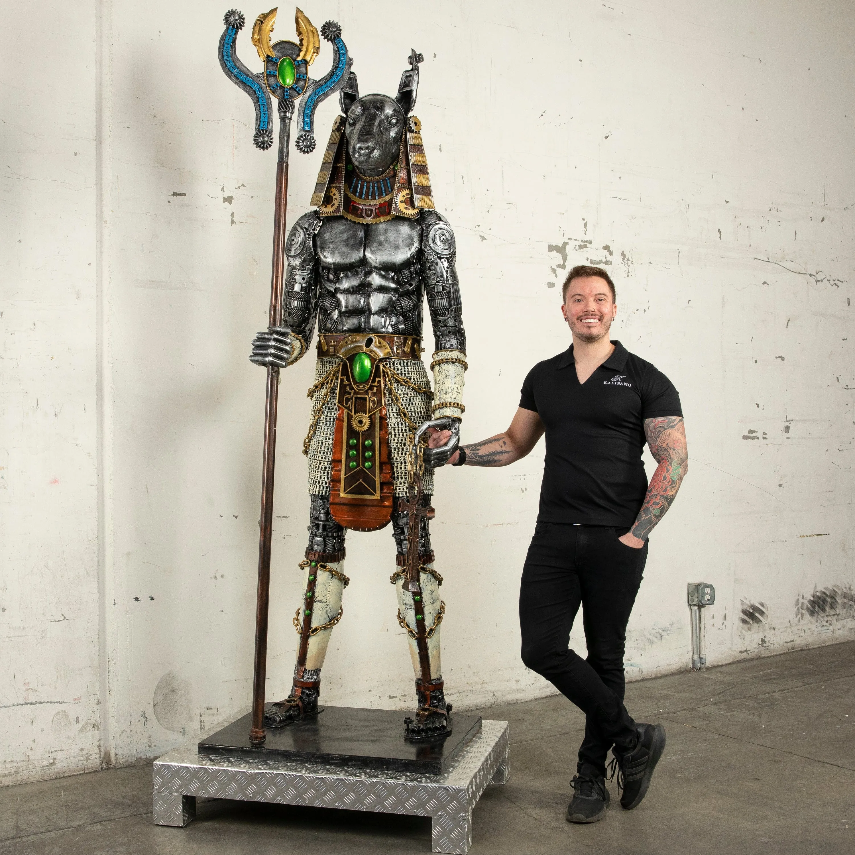 91 Anubis Recycled Metal Sculpture Anubis