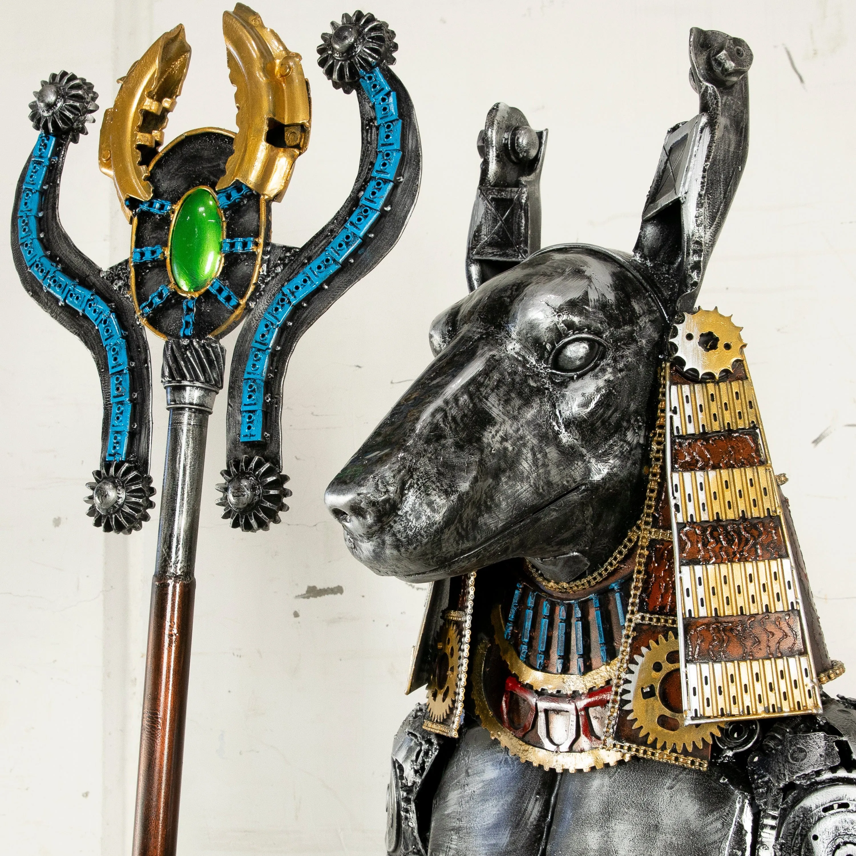 91 Anubis Recycled Metal Sculpture Anubis