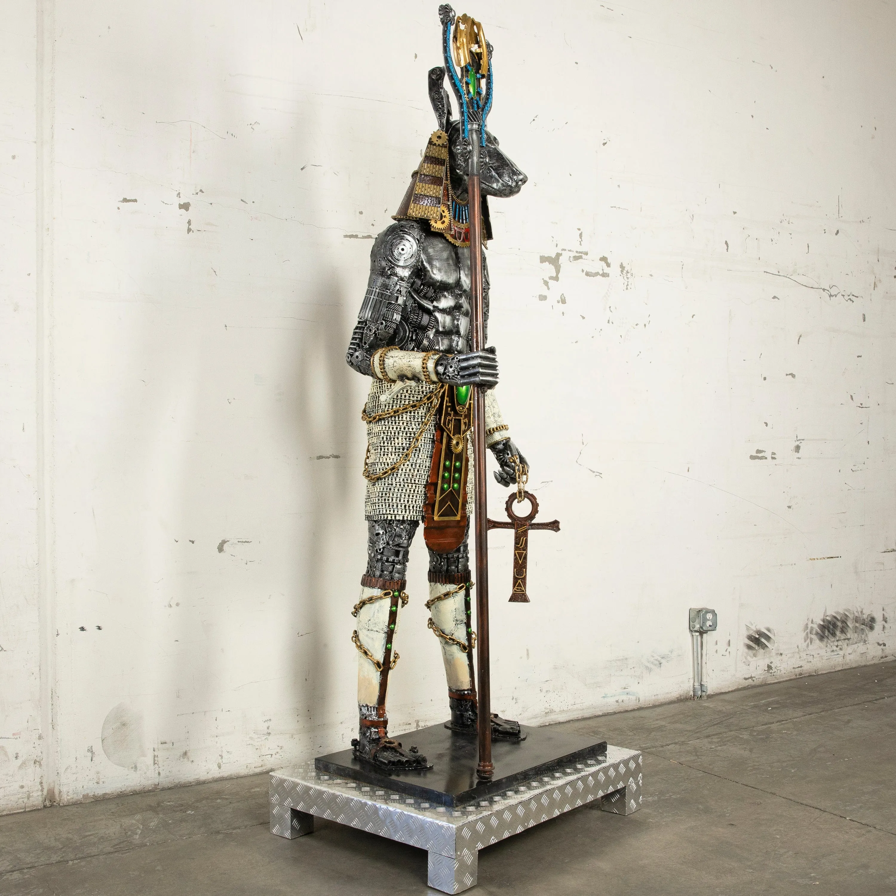 91 Anubis Recycled Metal Sculpture Anubis