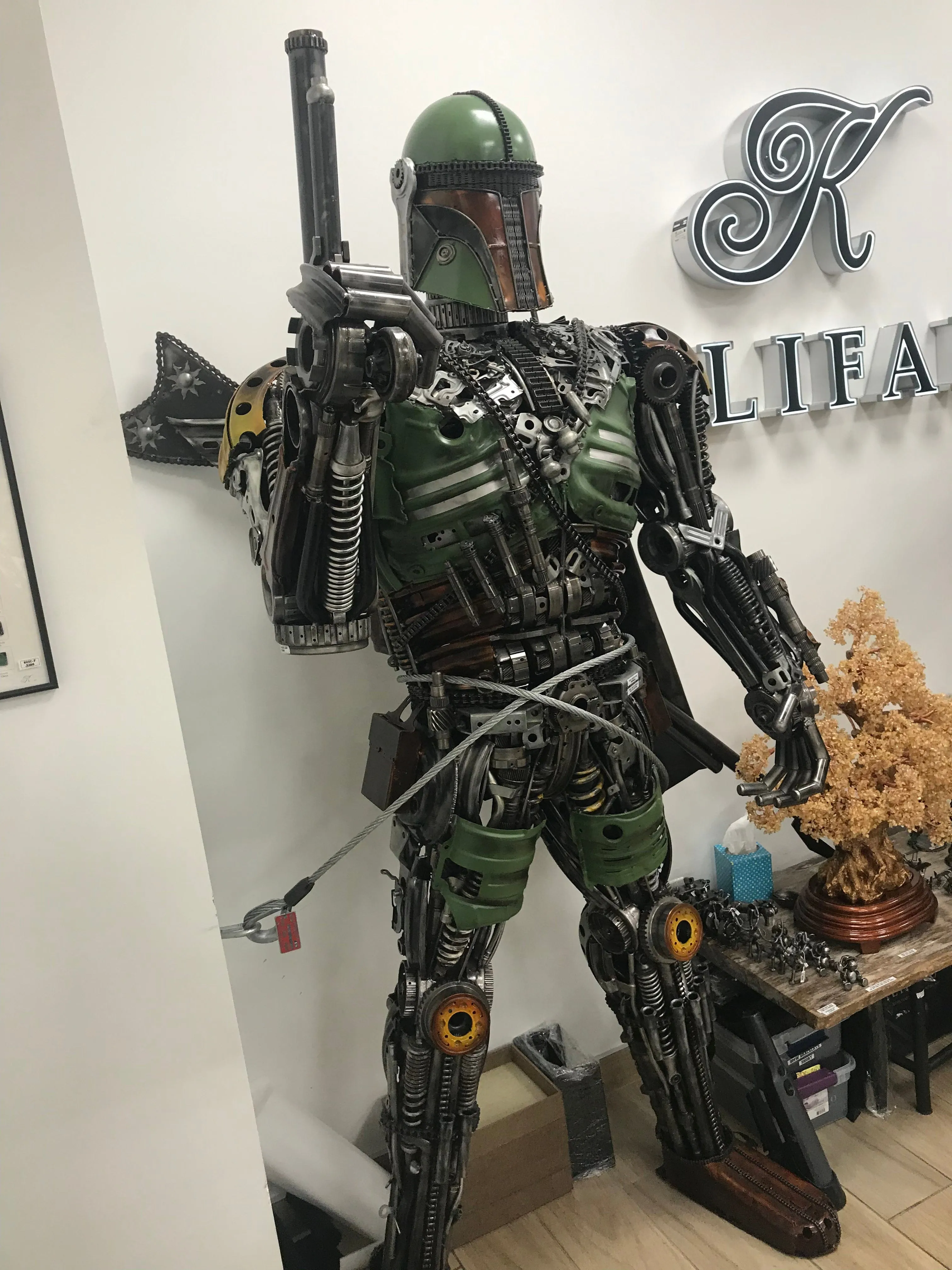 91 Mandalorian (Boba Fett) Inspired Recycled Metal Art Sculpture