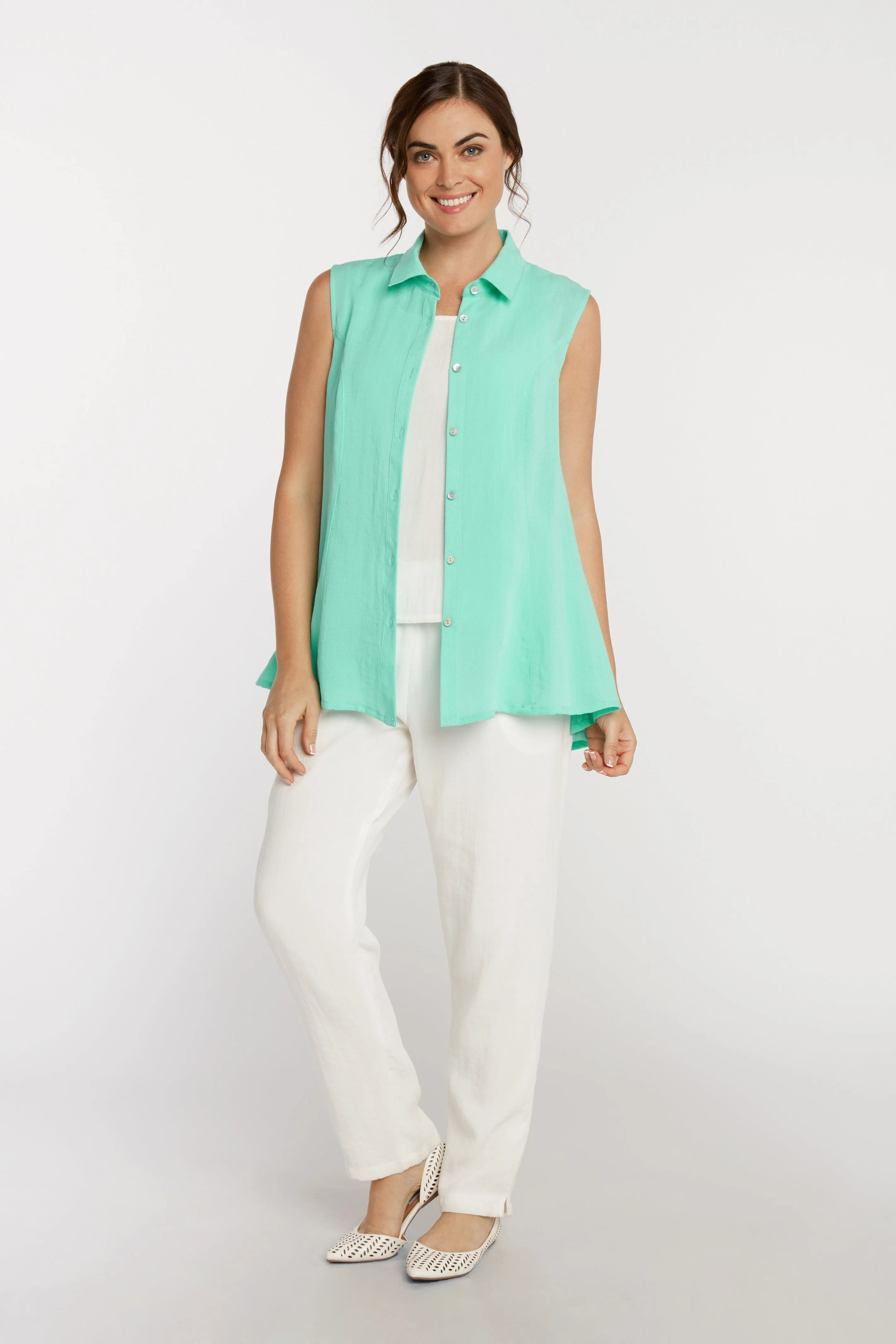 AA223 - Betty Button-Up Linen Vest