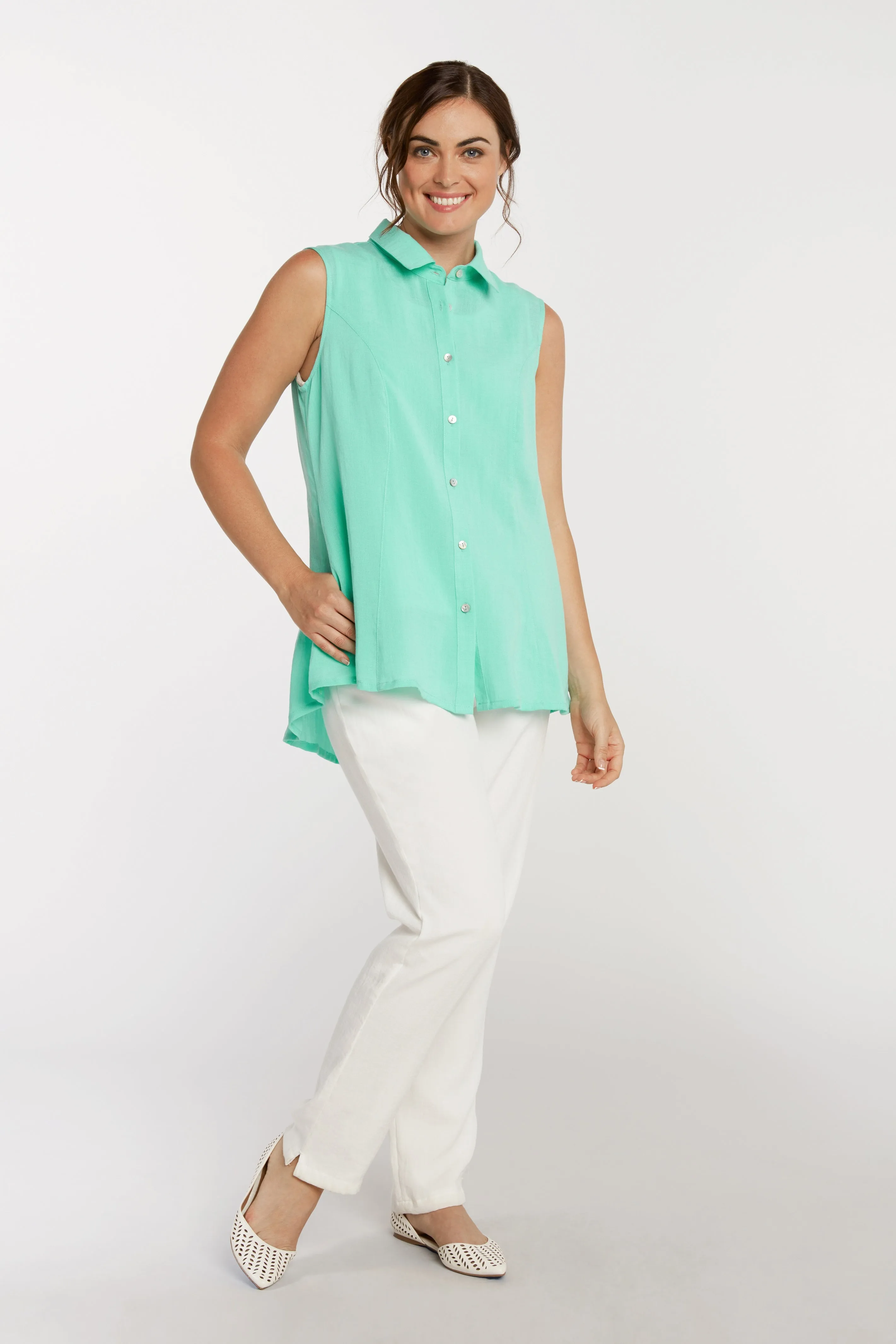 AA223 - Betty Button-Up Linen Vest