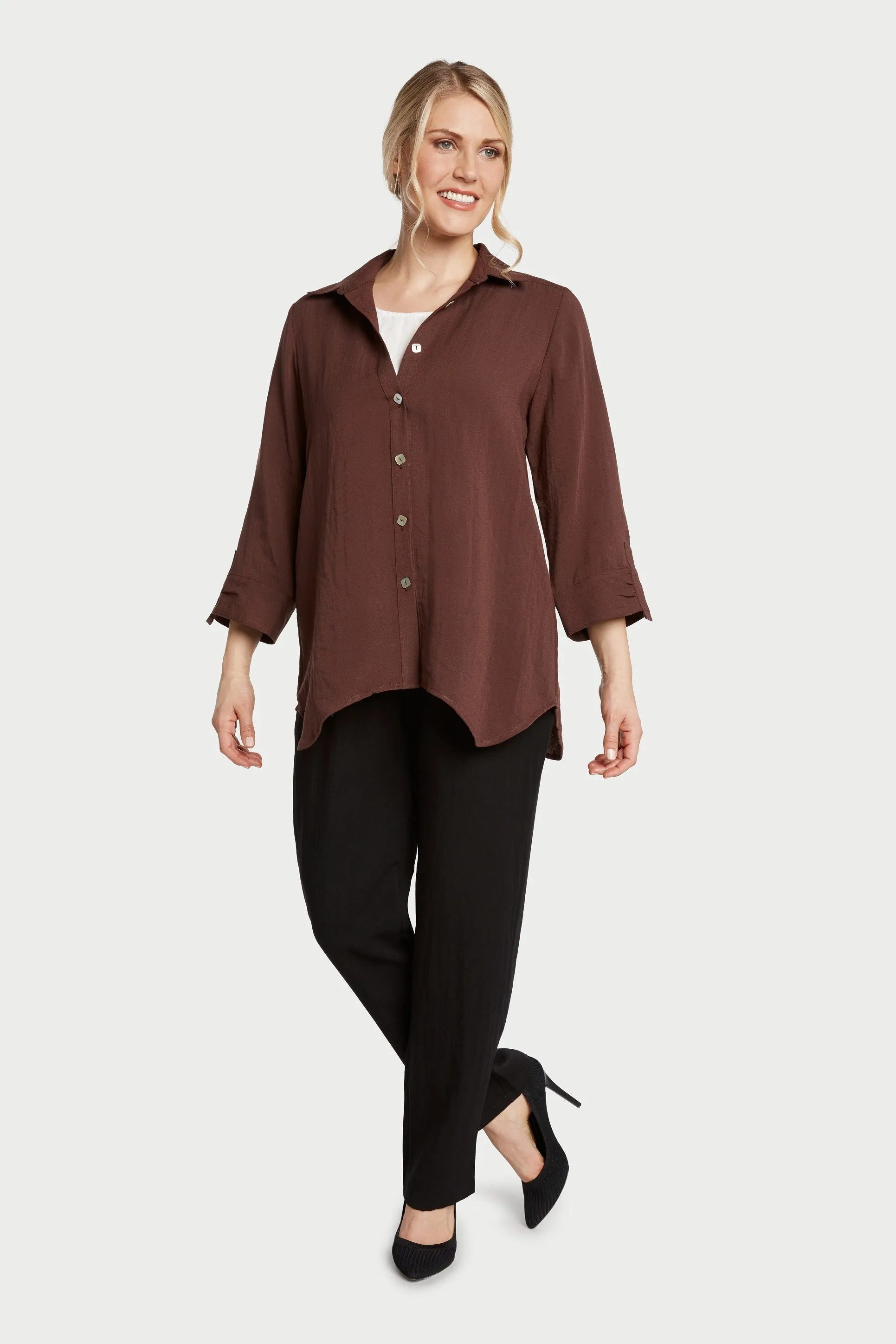 AA261 - Diamond Button-Up Linen Shirt