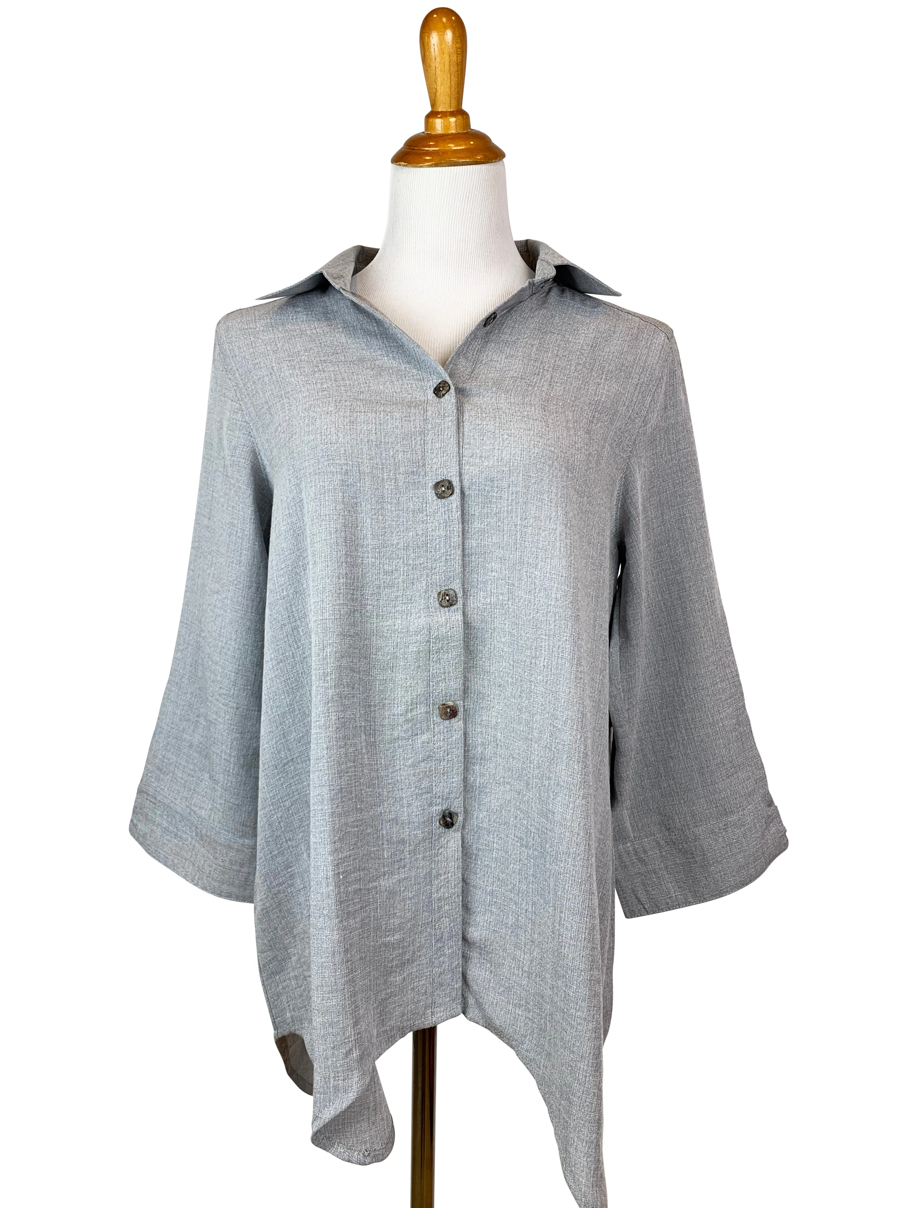 AA261 - Diamond Button-Up Linen Shirt