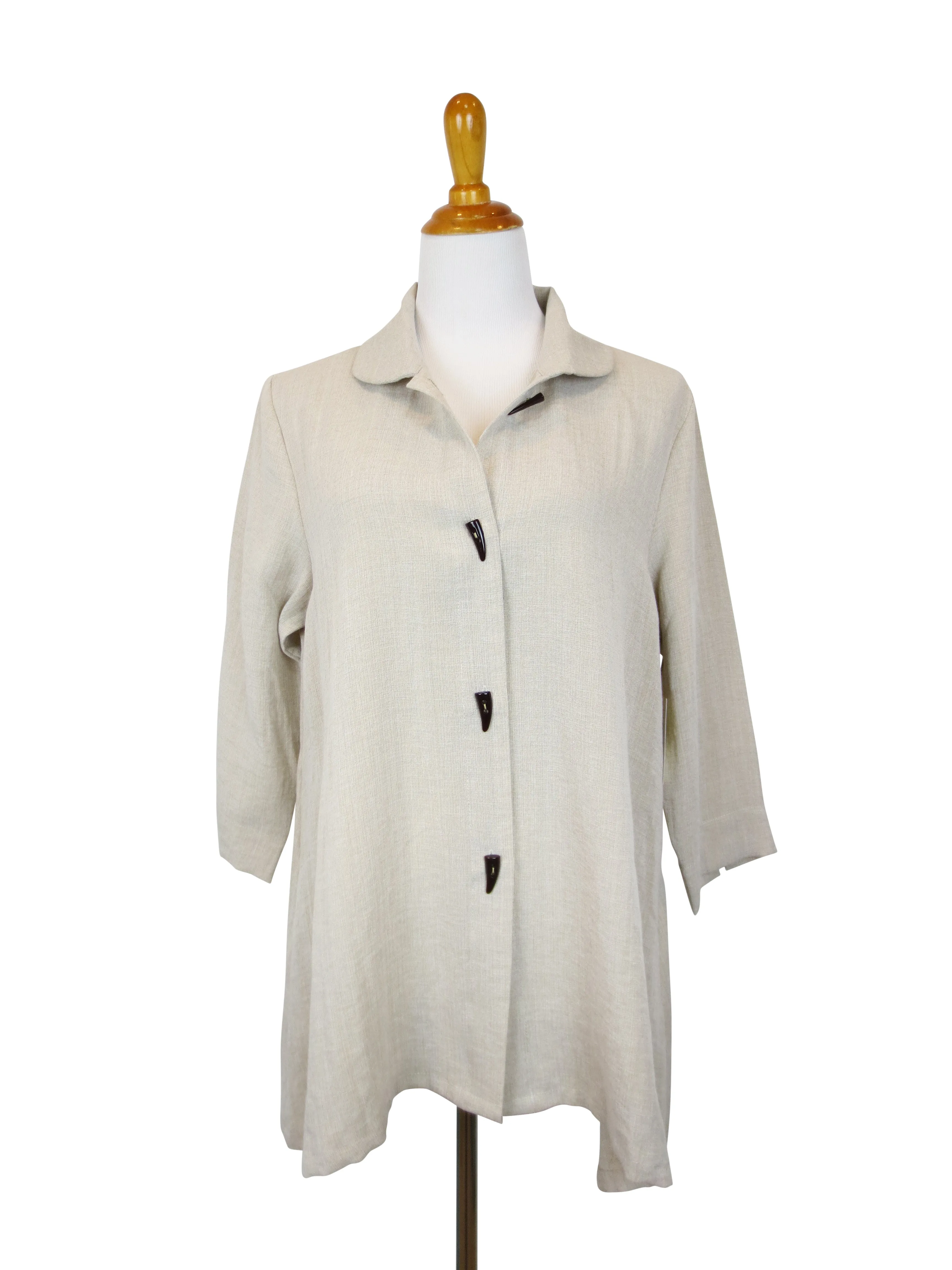 AA73 - Swing Linen Jacket w/ Horn Buttons