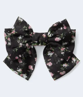 Aeropostale Womens' Floral Print Bow Hair Clip -  - Size One Size - Cotton - Teen Fashion & Clothing Black