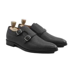 Akranes - Men's Black Pebble Grain Double Monkstrap Shoe