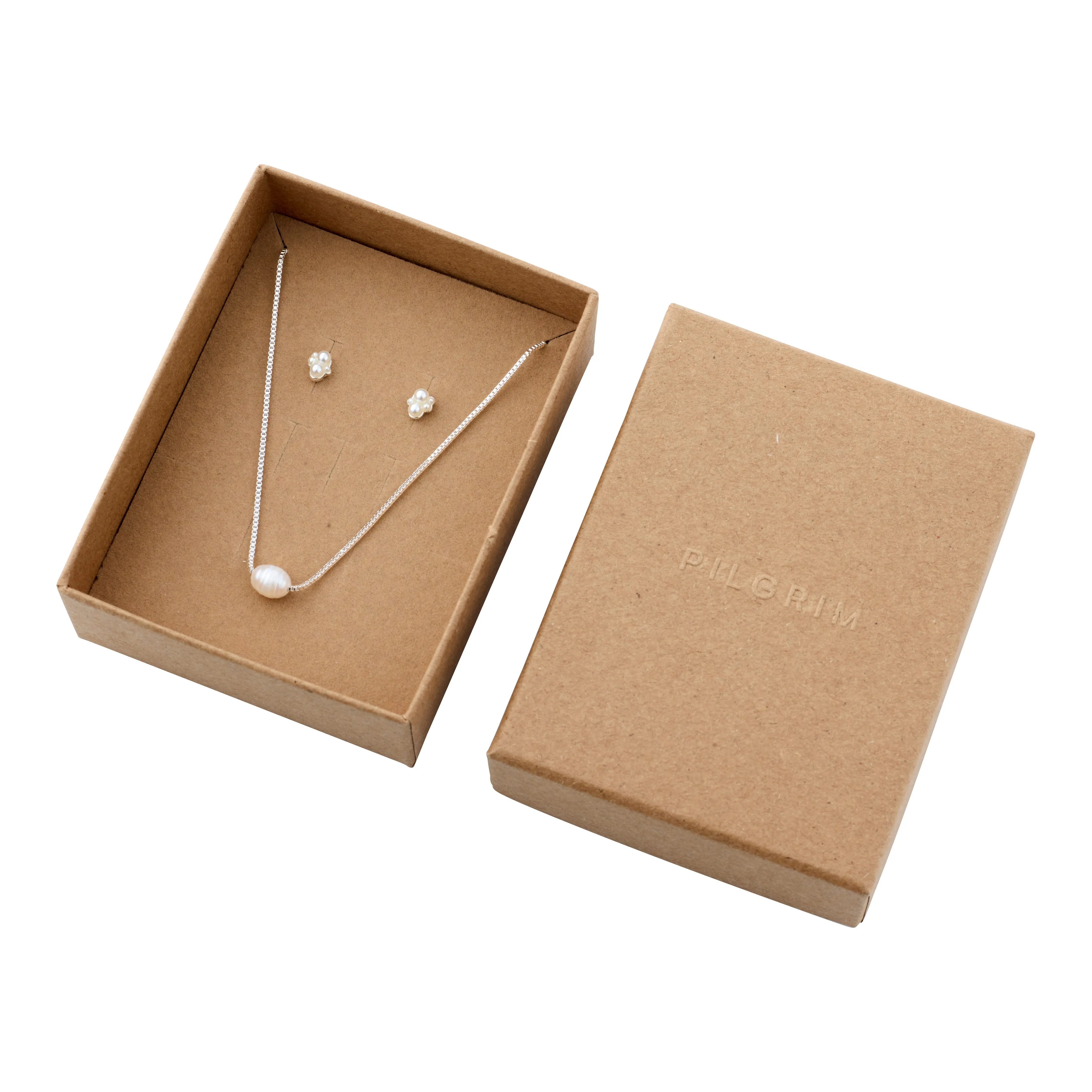 ALAYAH gift set, necklace & stud earrings, silver-plated