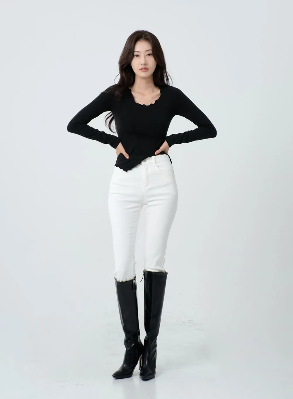 Ankle Semi Bootcut Slim Pants IO18