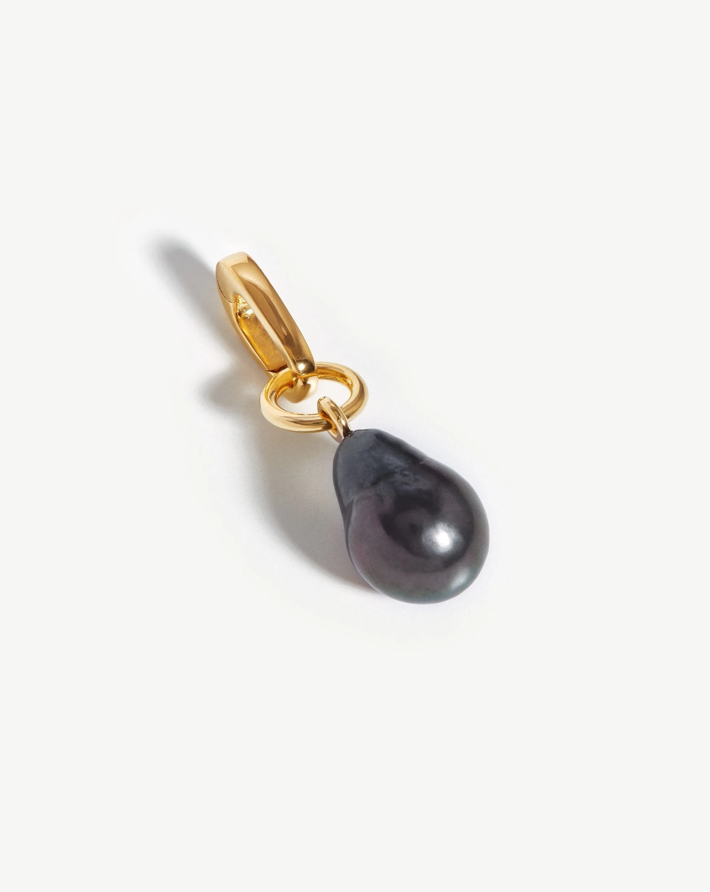 Baroque Pearl Clip-On Pendant | 18ct Gold Plated/Grey Pearl