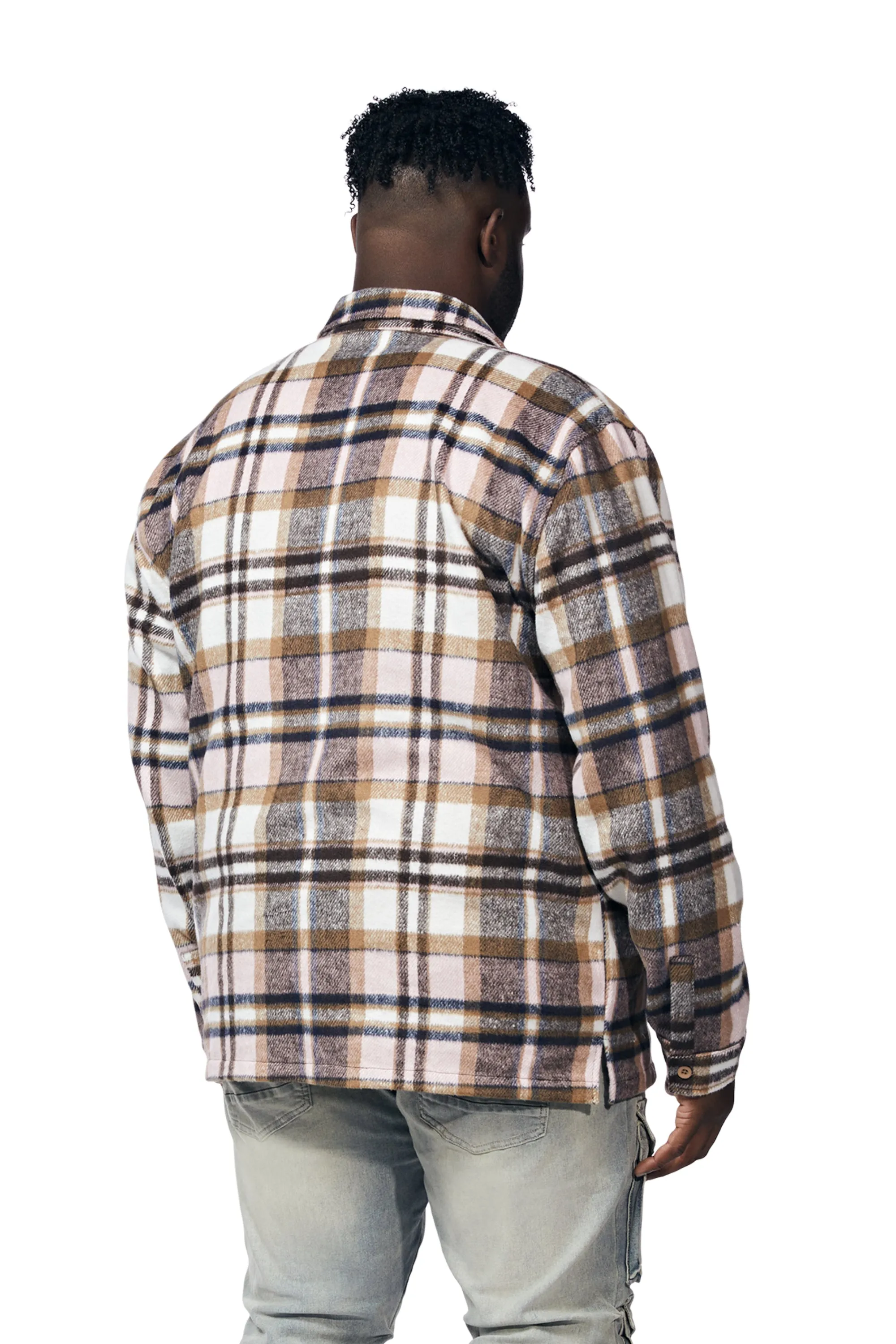 Big and Tall Plaid Flannel Overshirt - Himalaya