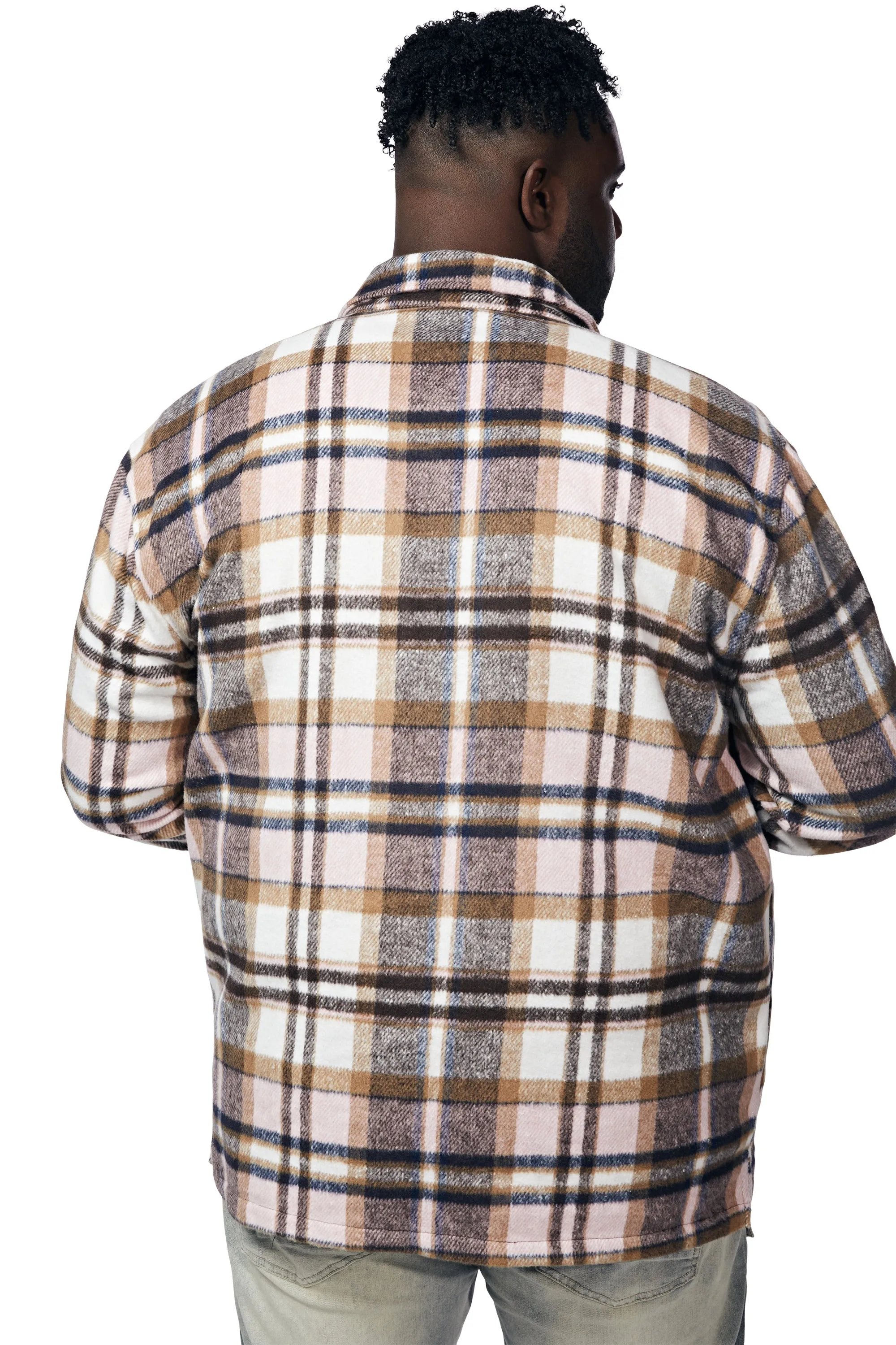 Big and Tall Plaid Flannel Overshirt - Himalaya