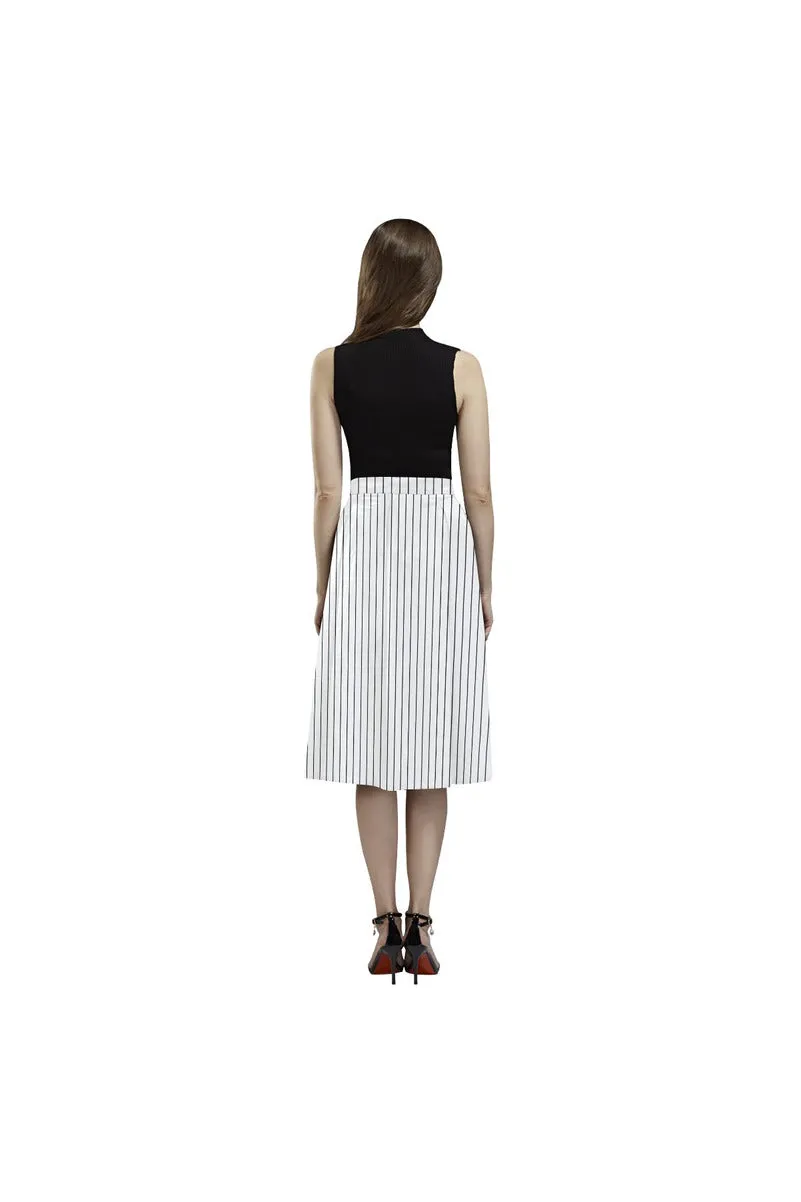 Black & White Vertical Stripe Aoede Crepe Skirt