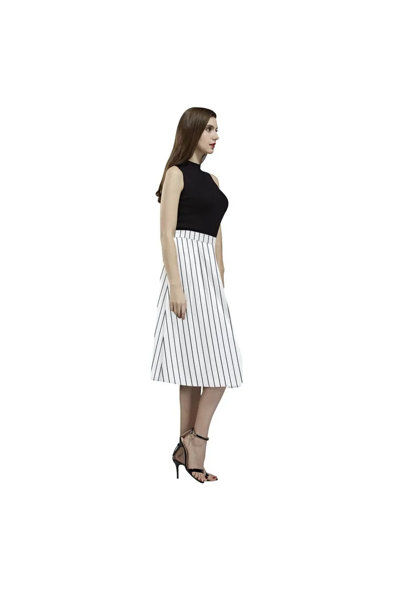 Black & White Vertical Stripe Aoede Crepe Skirt