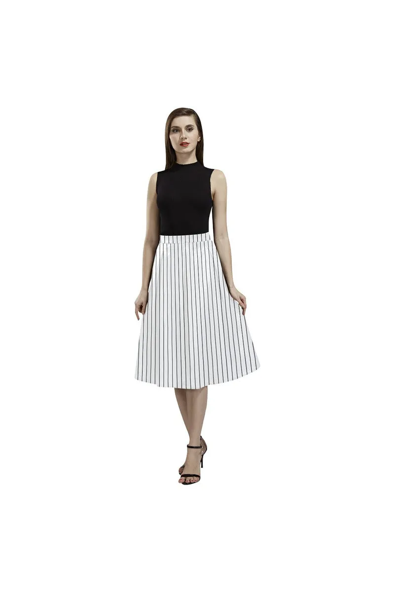 Black & White Vertical Stripe Aoede Crepe Skirt