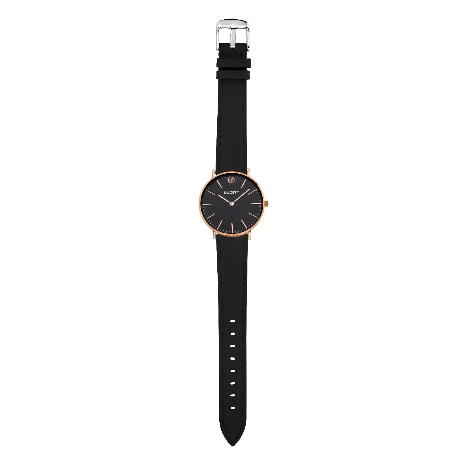 Black leather strap silver