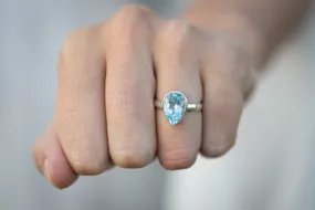 Blue Topaz Gemstone Ring for Cremation Ash