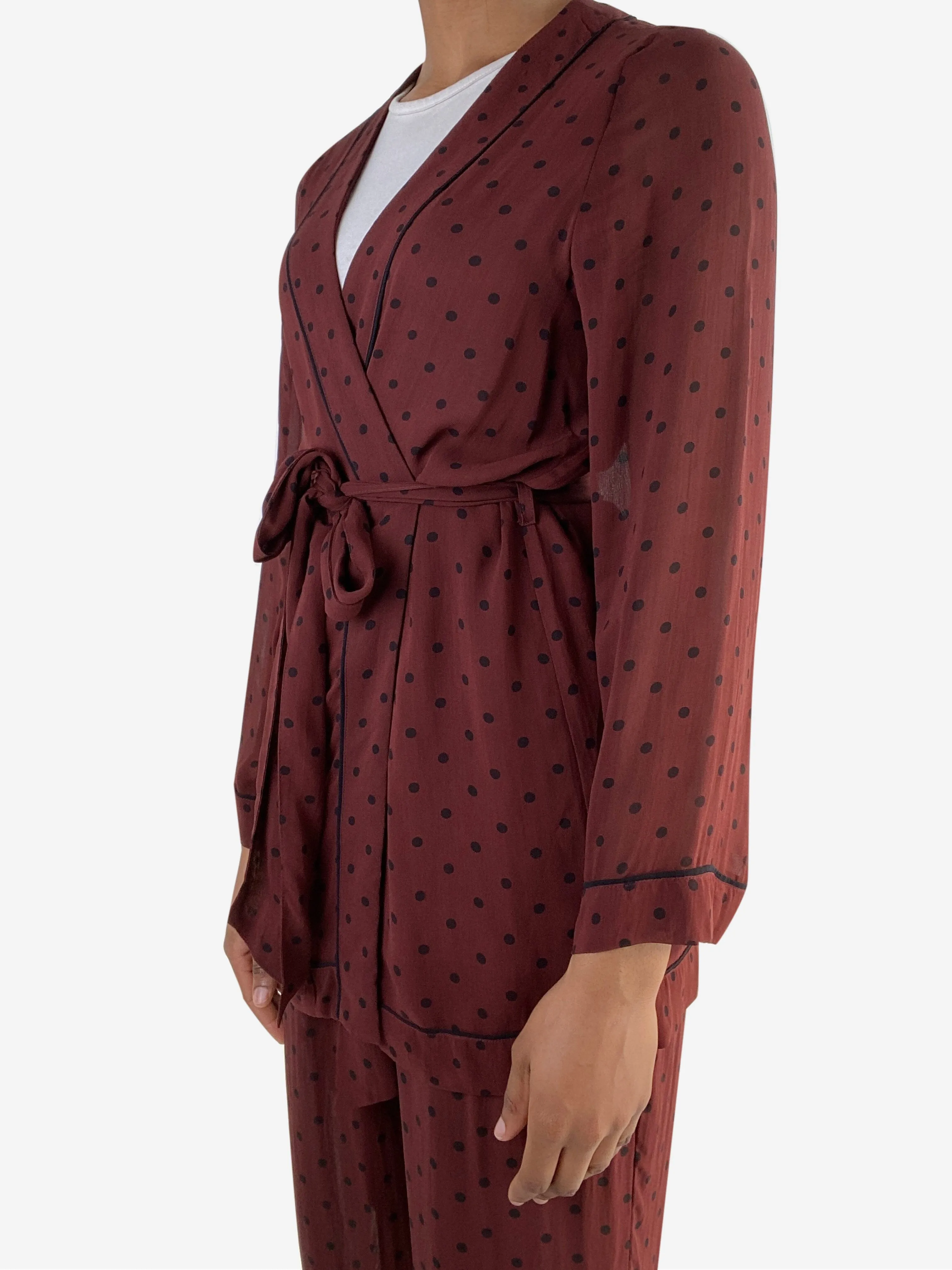 Brown polka dots jacket and wide leg trousers - size IT 40