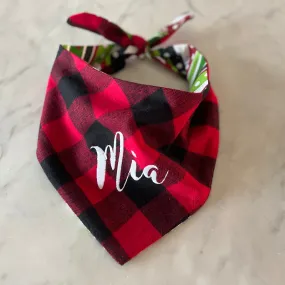 Buffalo Check Dog Bandana Personalized with Pets Name