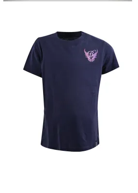 Bullzye Girls Wings Tee - Navy - B1S5503091