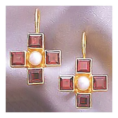 Canterbury Garnet and Pearl Earrings