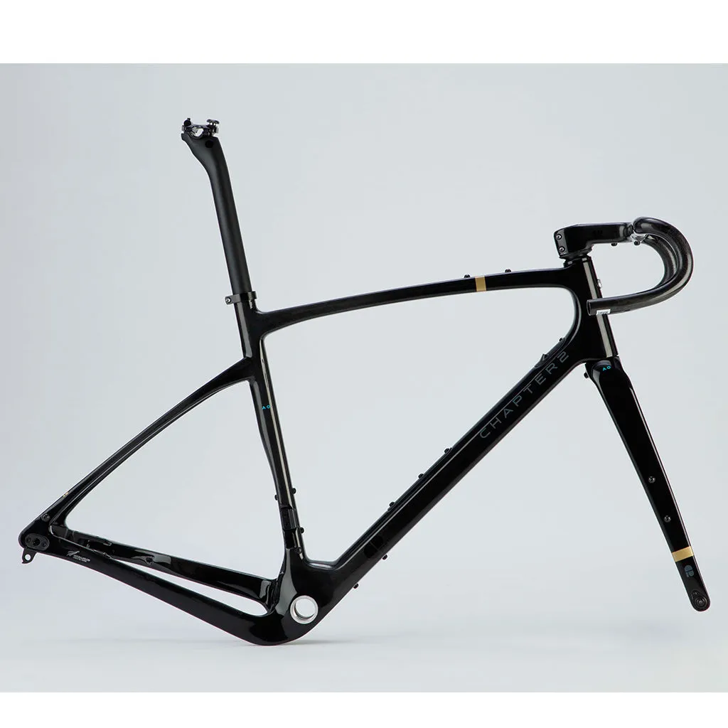 Chapter2 AO Gravel Disc Brake Frameset - Black UD/Gold Koura