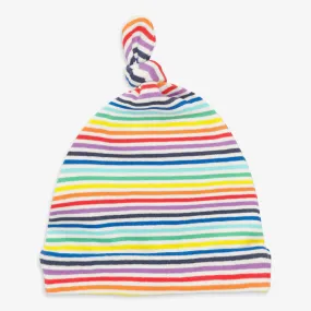 Clearance baby organic hat in rainbow mini stripe