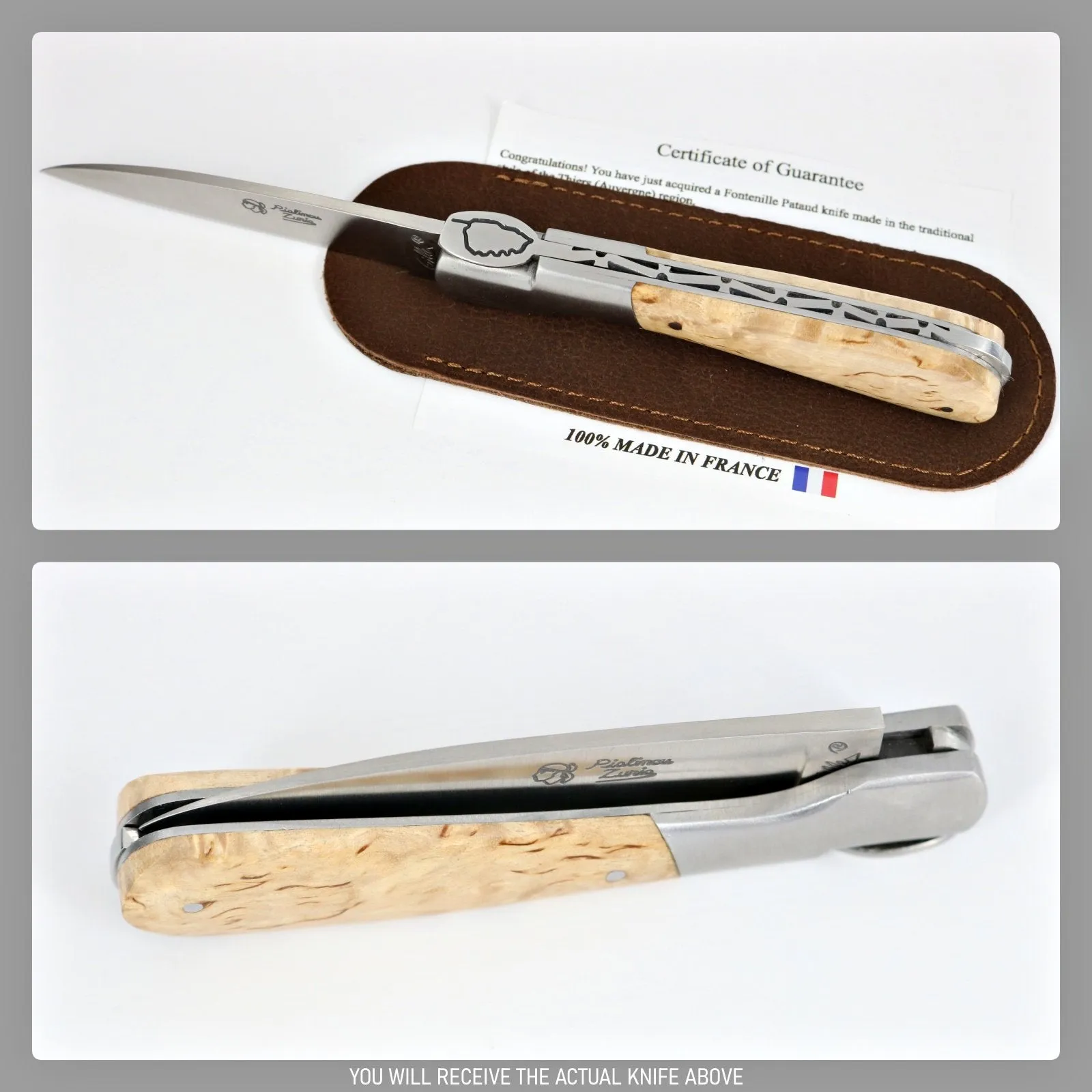 Corsican Pialincu Folding Knife Karelian Birch Handle