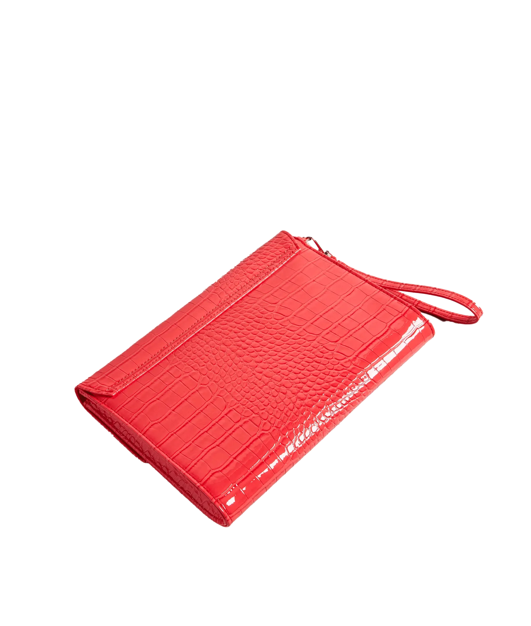 Croc Detail Debossed Envelope Pouch - Pink