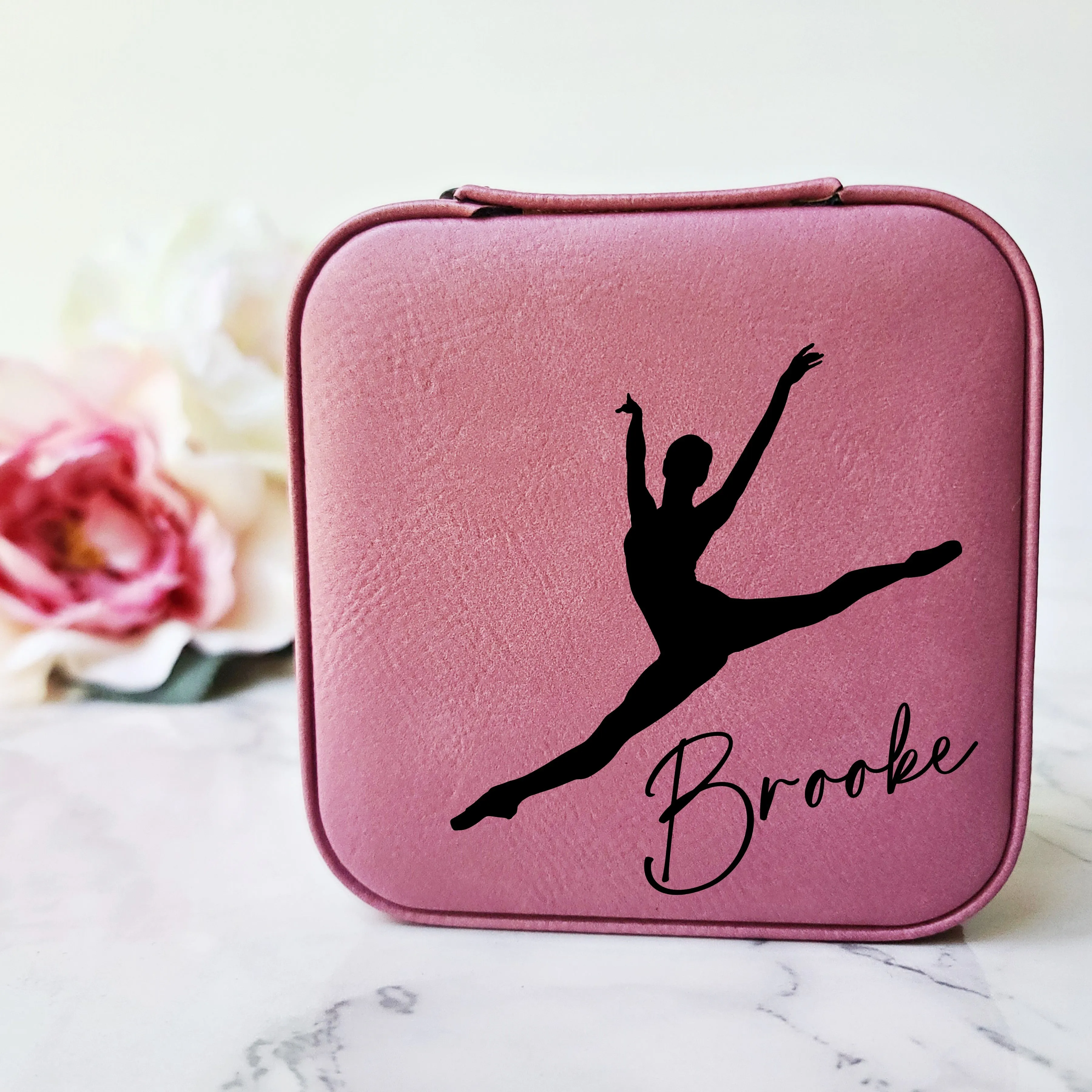 Dancer Silhouette & Name Travel Jewelry Box