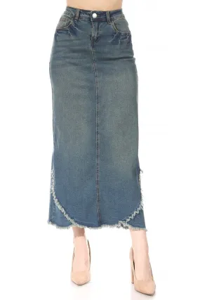 Diana Vintage Wash Long Jean Skirt