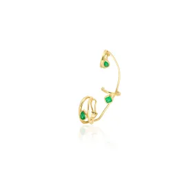 Ear cuff Aros de Oro y Esmeralda