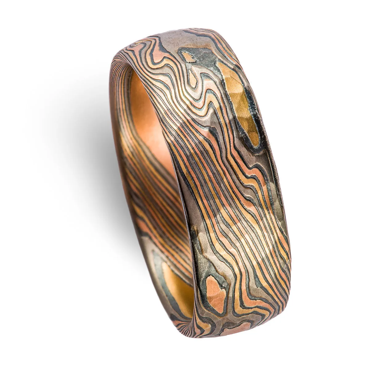 Earthy Hammered Firestorm Twist Ring