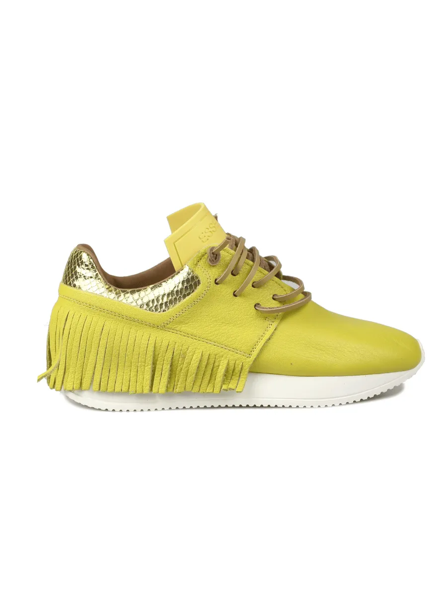 Esseutesse Leather Fringe Sneaker - Limoncello