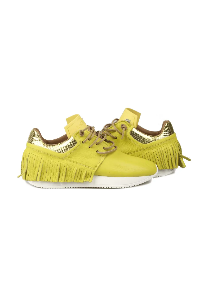 Esseutesse Leather Fringe Sneaker - Limoncello