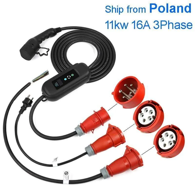 EV Charger Type 2 11kw Fast Charging Replaceable Exchangeable Plug 3 Phase EVSE Portable Chademo