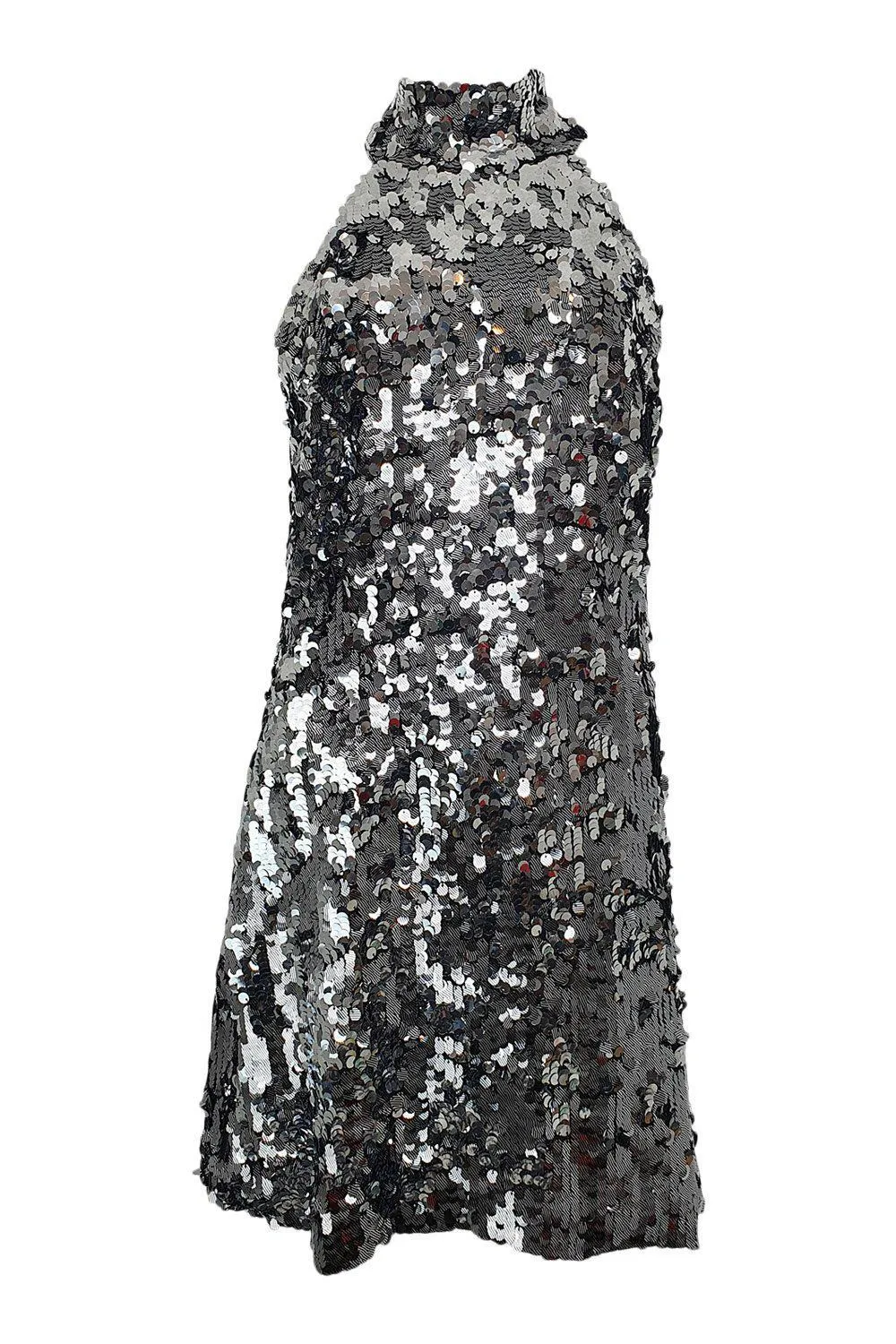 GALVAN London Gemma All Over Sequin Sash Neck Mini Dress (FR38)